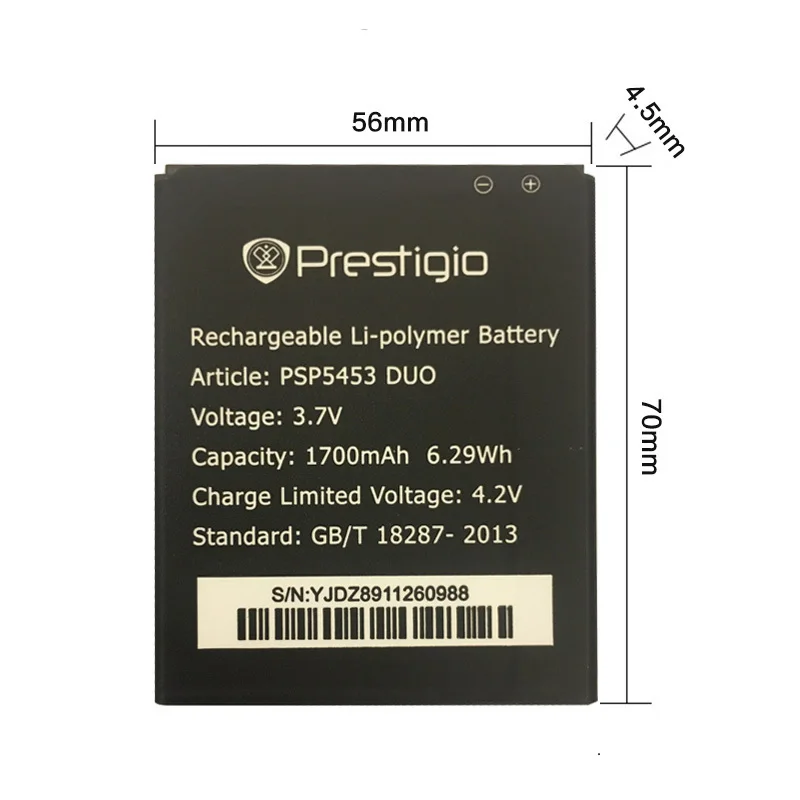 Аккумулятор для телефона Prestigio MultiPhone PSP 5453 DUO 3 7 В 1700 мАч высокое качество |