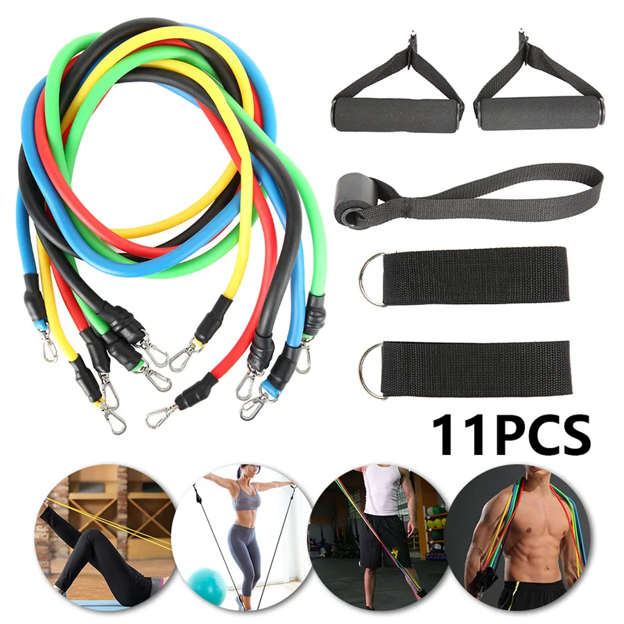 

Pull Rope Fitness Exercises Resistance Strap Yoga Belt Crossfit Stretch Muscle Training Home Gyms Elastic Tension Band 11pcs/set