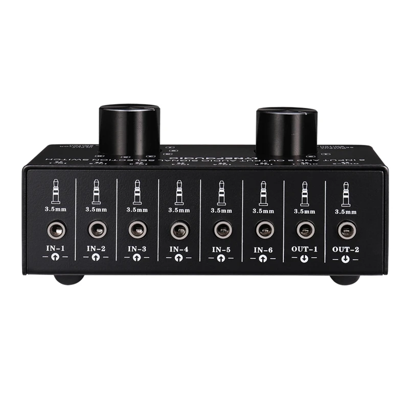 

MOOL Switcher 6 in 2 Out or 2 in 6 Headphone Speaker Switch Out Stereo Sound Source Signal Selection Switch, Interface with 3.5m