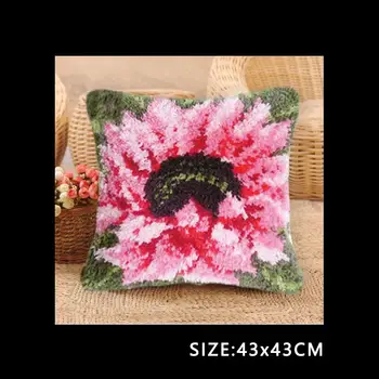 

DIY Latch Hook Kit Plant Series Segment Embroidery Pillow Flowers Grass Coarse Wool Cross Stitch 3D Latch Hook Carpet Embroidery