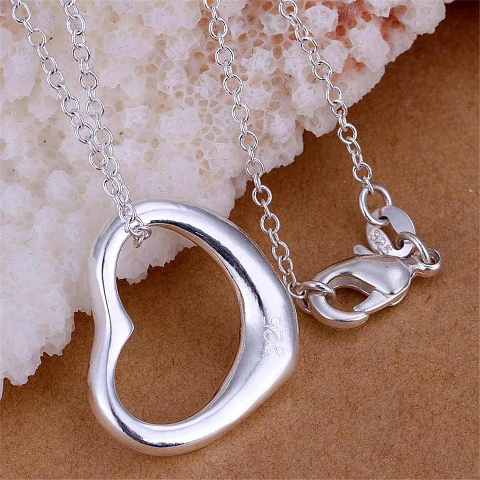 DOTEFFIL 925 Sterling Silver Love Heart Pendant Necklace 18 Inch Chain For Women Wedding Engagement Fashion Charm Jewelry - Image 3