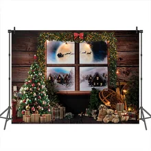 ##Special Price Christmas Backdrop for Photography Window Wood Santa Claus Elk Background Gift Christmas Decoration for Photo Studio ##Special Price Christmas Backdrop for Photography Window Wood Santa Claus Elk Background Gift Christmas Decoration for Photo Studio