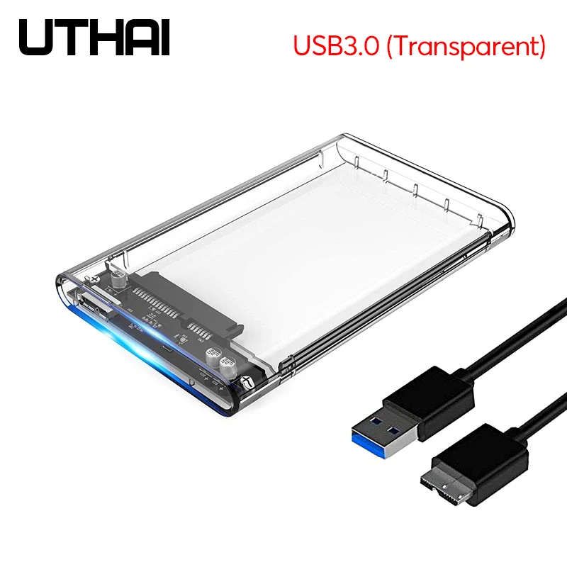 Transparent-USB3.0 UTHAI G06 USB3.0 HDD корпус 2,5 дюймов последовательный порт SATA SSD жесткий диск коробка Поддержка 6 ТБ Прозрачный Мобильный Внешний HDD Чехол - Цвет: Transparent-USB3.0