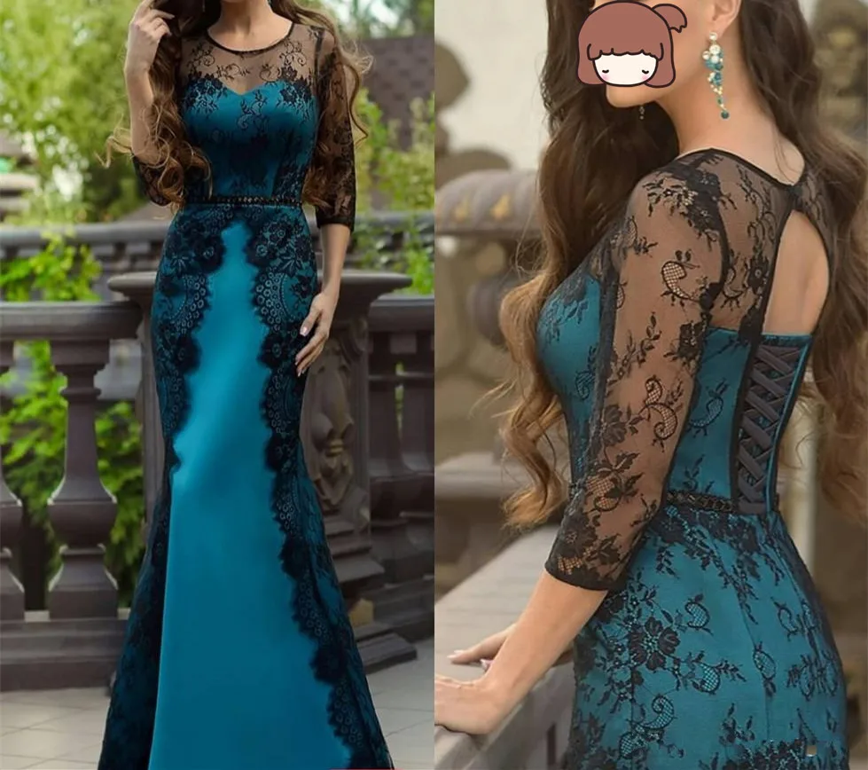 Mermaid Lace Moeder Van De Bruid Jurken 2019 Lange Mouwen Plus Size Jewel Hals Wedding Gast Jurk Floor Lengte Avond jassen Mermaid Lace Moeder Van De Bruid Jurken 2019 Lange Mouwen Plus Size Jewel Hals Wedding Gast Jurk Floor Lengte Avond jassen