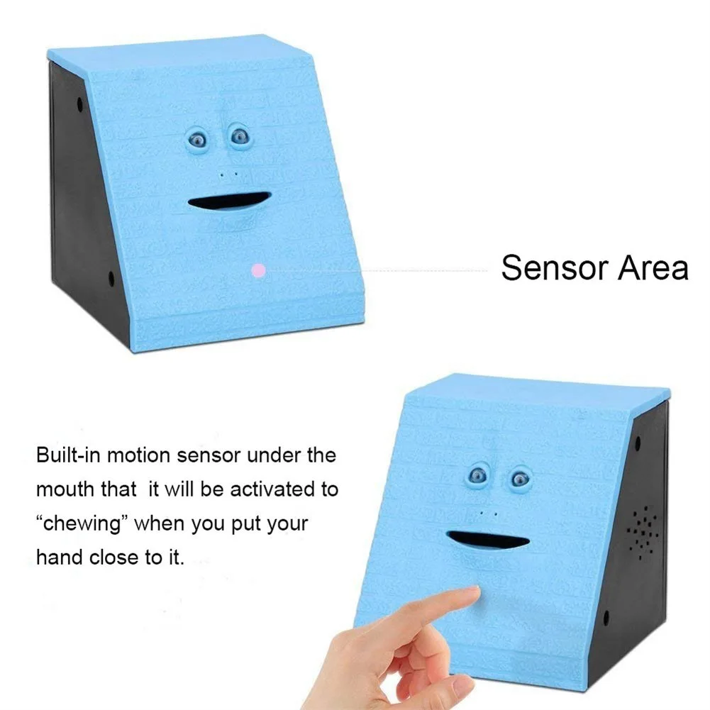  New Face Money Eating Coin Bank Battery Powered Saving Box Kids Toys Gifts XOA