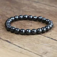 Bracelet magnétique perles hématite pierre thérapie soins de santé aimant hématite perles Bracelet bijoux pour hommes 1
