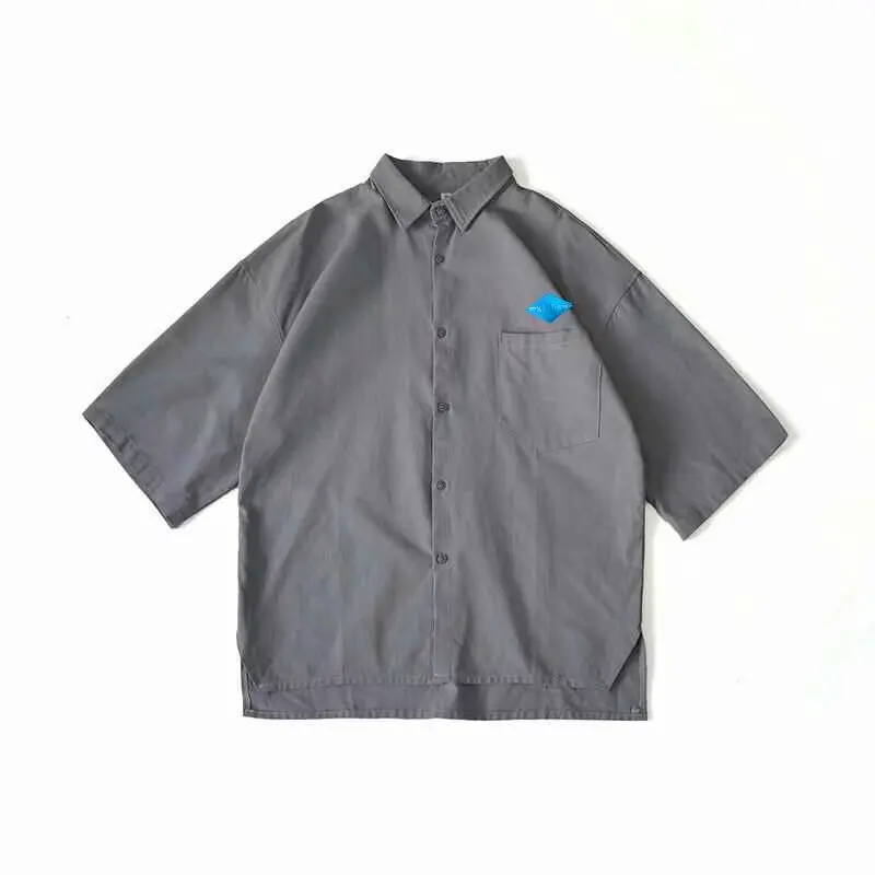 Men's Shirts Long Sleeve Solid Color Casual Soft Chinese Style Stand Collar men Shirt Male Loose Hiphop Short Sleeve Shirt