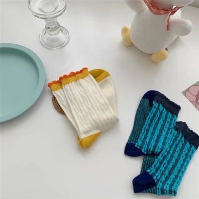 

2020 NEW BUBBLE MOUTH SOCKS WOMEN AUTUMN AND WINTER MA pattern pile socks women's Day two-color Trendy socks