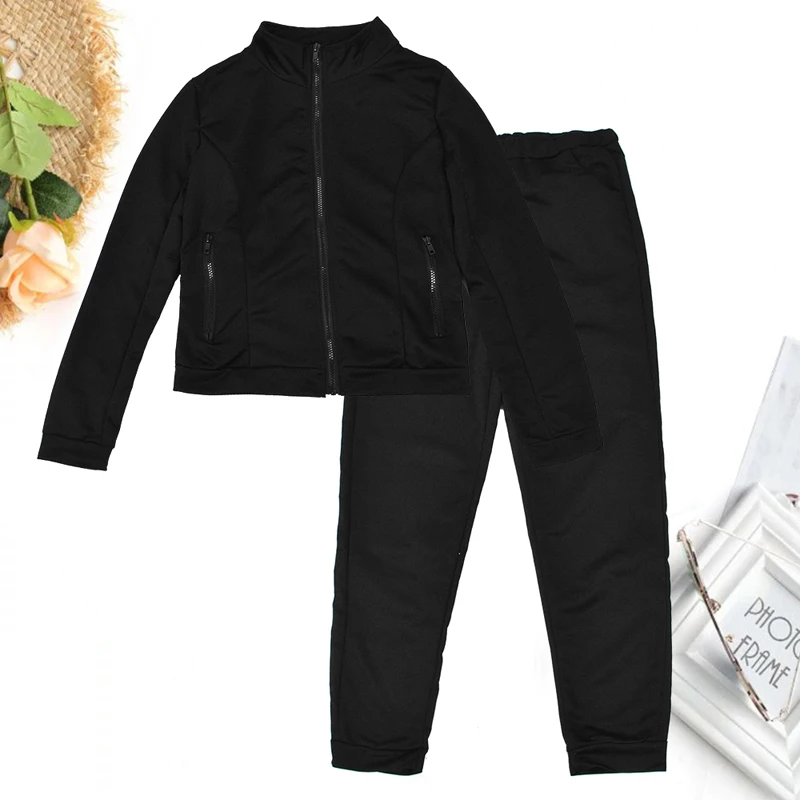 Laamei Fashion 2 Pieces Tracksuit Warm Sportwear Sets Women Autumn Zipper Jacket Sport Coat+Casual Jogger Sweatpants Sets