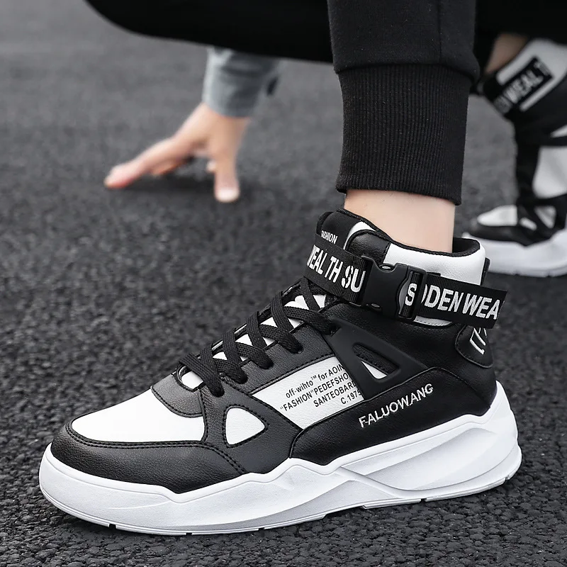 

Shoe Men's Trendy Shoes 2019 New Style Versatile Korean-style Air Force One Plus Velvet Winter Sports Hight-top mian ban xie