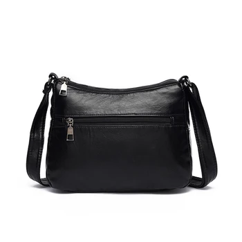 

Cheap Black Women Messenger Bags Good Quality Very Soft Washed PU Female Shoulder Bag For Mother Handbag bolsa feminina