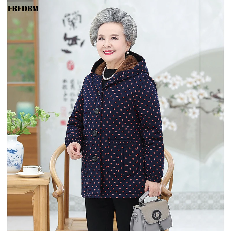 

FREDRM Winter Parkas Women 2019 New Middle-aged Ladies lining Faux Fur Thick Jackets Hood Female Plus Over Size 5XL Outerwear