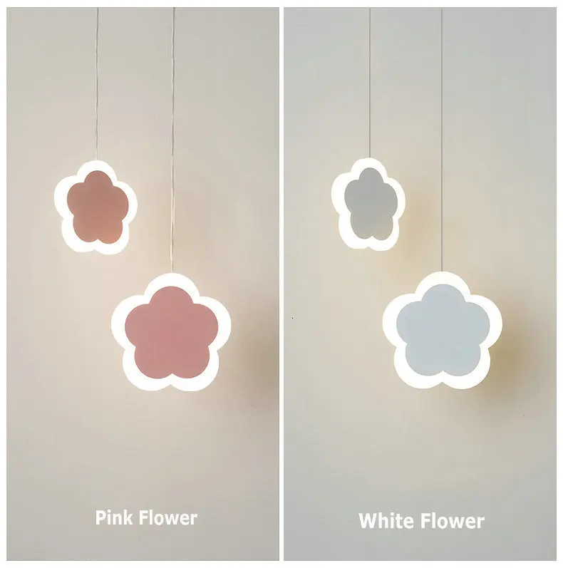 Креативный белый розовый подвесной светильник для девочек, декор в спальню, акриловые бра, 3 цвета, светодиодный светильник с цветным сердцем и бабочкой