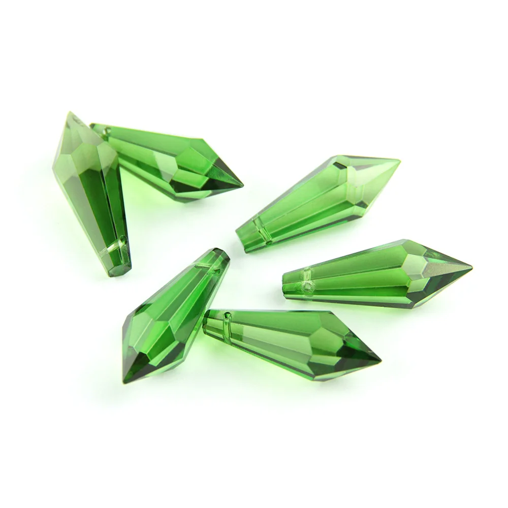 38mm Cut & Faceted Glass U-Icicle Drops K9 Crystal Chandelier Pendants Prisms for Cake Topper Decoration