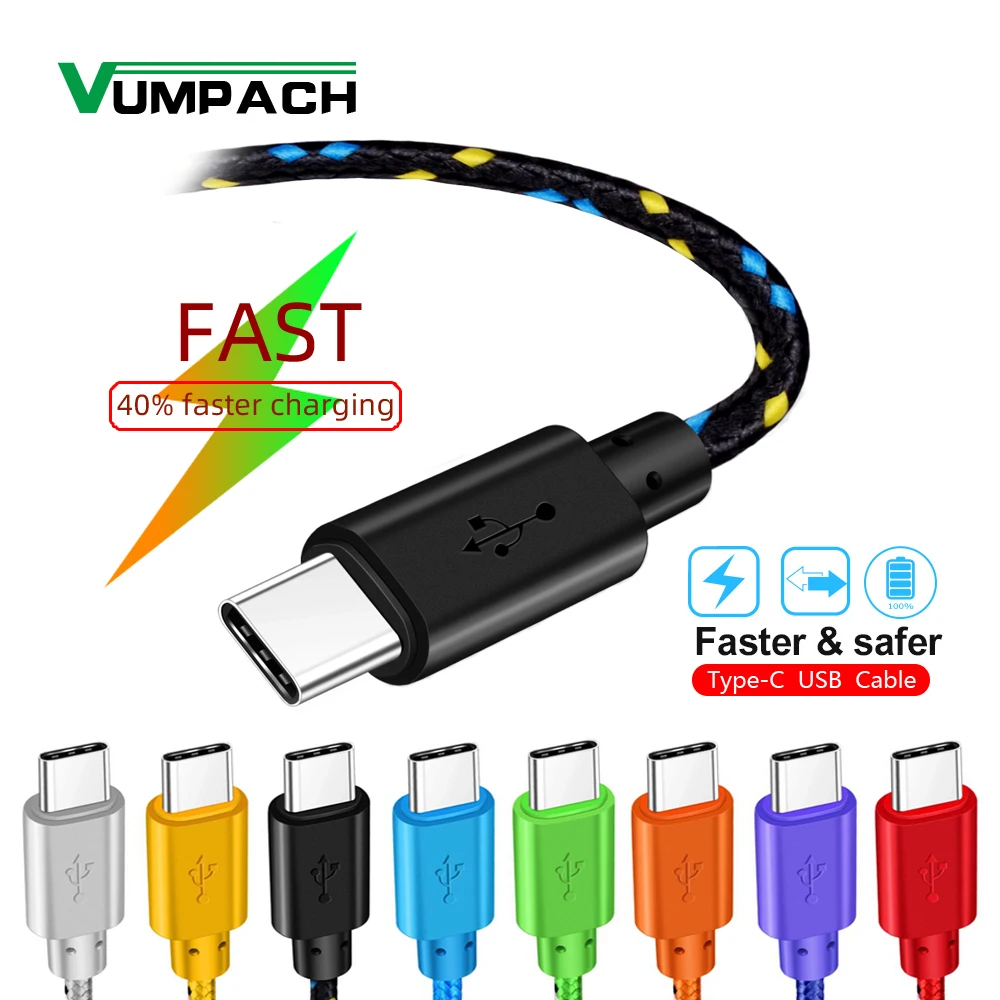 USB Type C Cable Fast Charging 1m 2m 3m Charger for huawei p9 p10 p20 mate 10 pro lite samsung S9 S10 Plus s8 Note 9 data cable