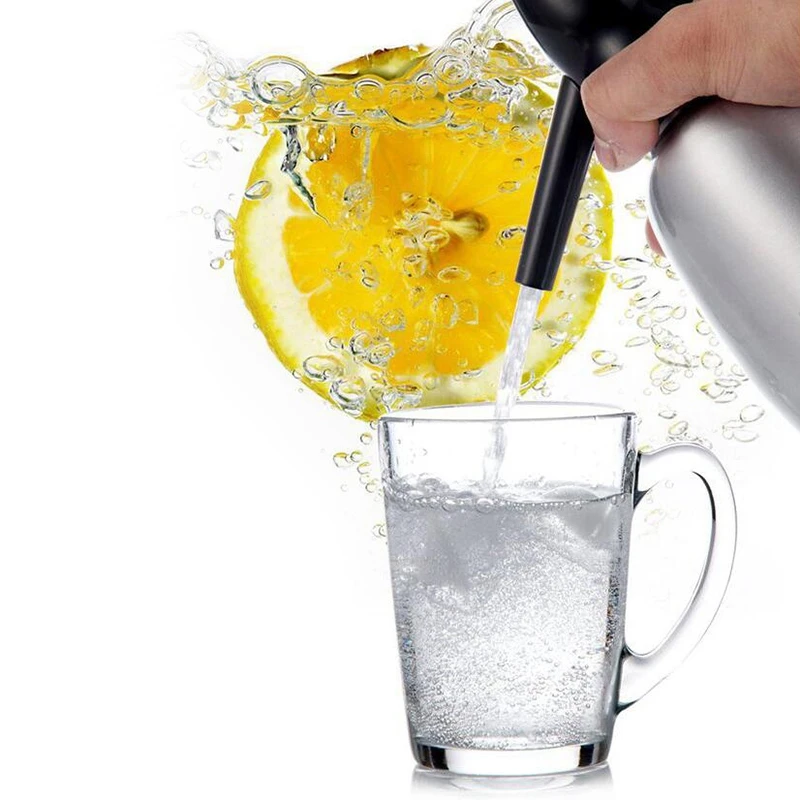 

EAS-Diy Soda Water Siphon Home Drink Juice Machine Bar Beer Soda Syphon Maker Steel Bottle Sodastream Foam Cylinders Co2 Injecto