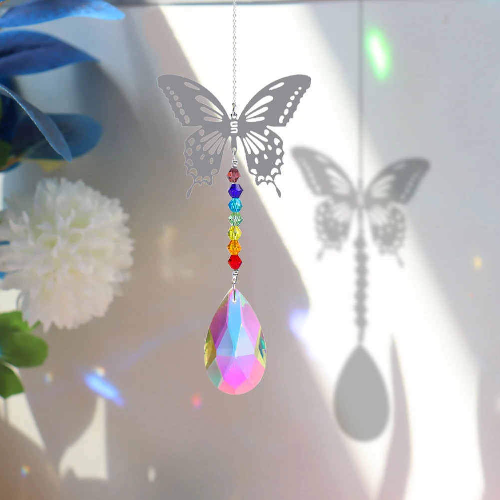 Crystal Sun Prisms Glass Chandelier Solar Hummingbird Owl Wind Chimes Rainbow Chaser Hanging catcher Curtain Pendant Decoration outdoor wind chimes