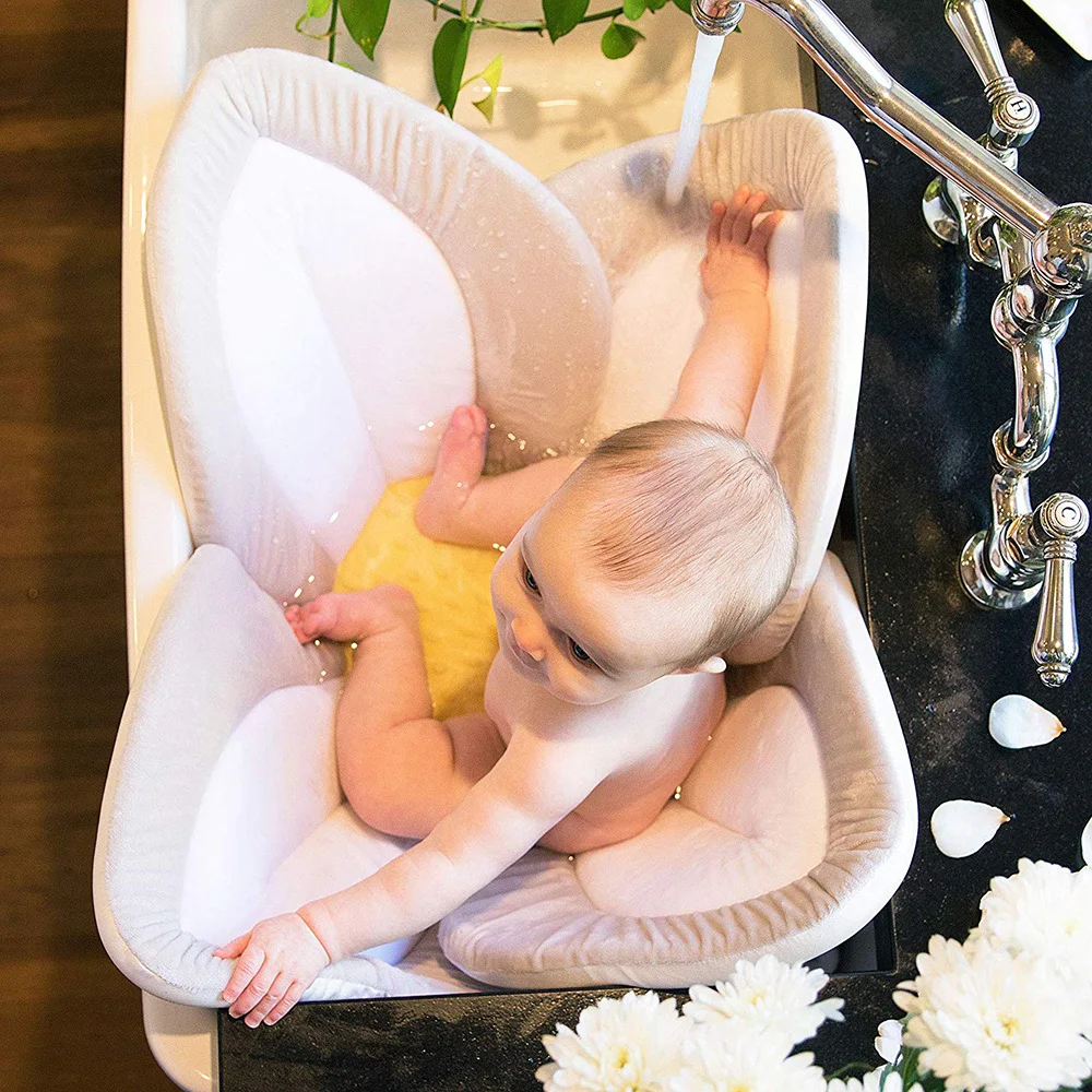 Baby Bathtub Foldable Bath Blooming Flower Tub for Baby Anti-slip Blooming Sink Bath For Baby Play Toddler Bath Sunflower Cushio