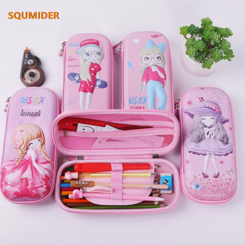 Estuche de lápices 3D para niña, caja papelería escolar de gran capacidad para niños, estuche para bolígrafos rosa, bolsa de regalos kawaii|Estuches escolares| - AliExpress