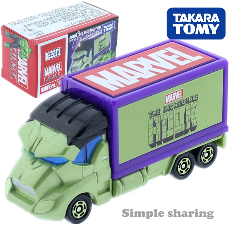 Такара томика Марвел Мелодия эво. 5 0 Masked Carry Hulk Truck Model Kit литой под давлением