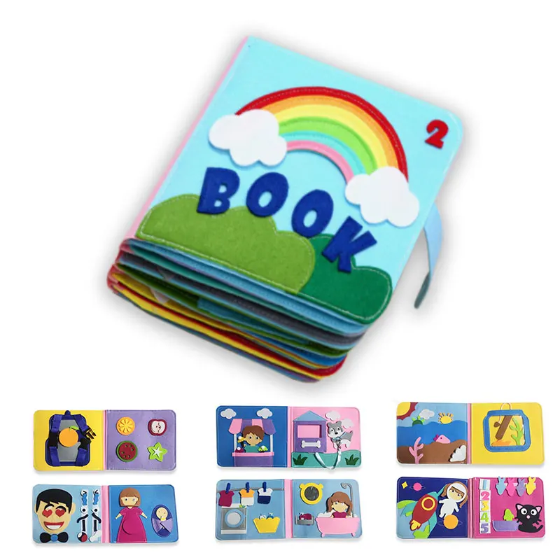 Felt Baby Quiet Book, Montessori Toddlers Felt Busy Board Book, 3D Bab