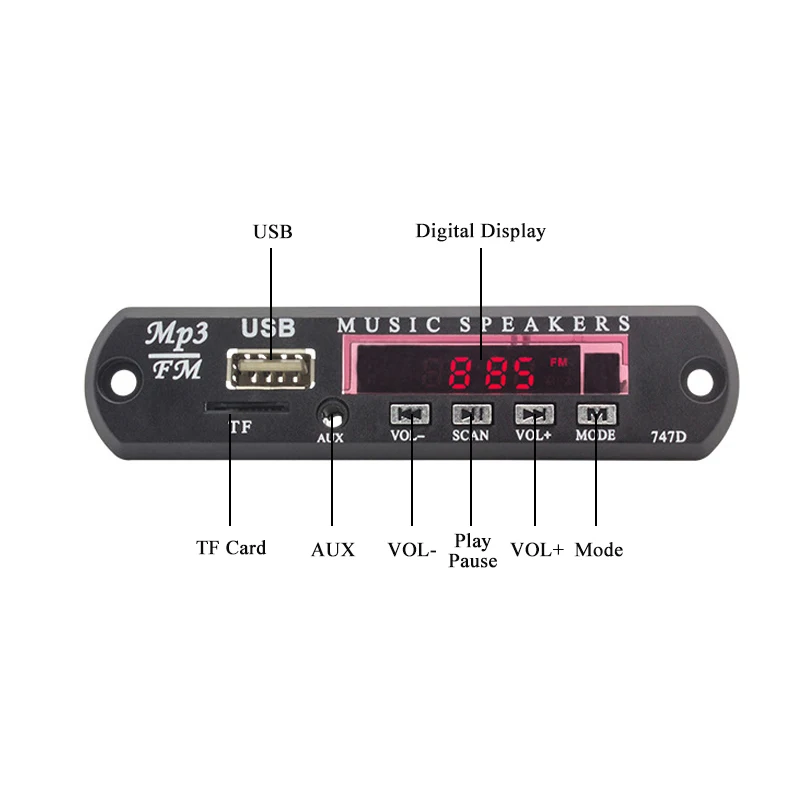 5 в 12 В DC mp3-плеер модуль AUX 3,5 мм USB TF FM радио аудио MP3 WMA декодер плата для автомобильных аксессуаров дистанционный музыкальный модуль