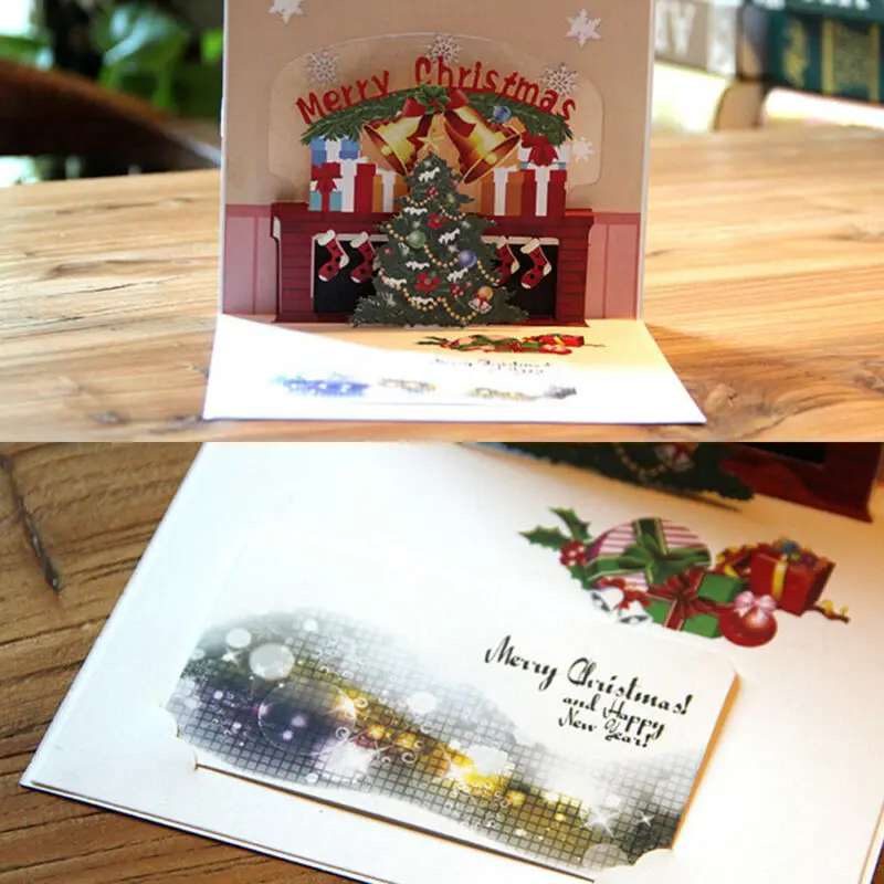 3D открытка-раскладушка с Рождеством поздравление с днем рождения открытка юбилей Рождественская елка подарок бумажная коробка с узором рождественские поздравительные открытки рождество