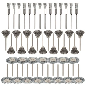 

45pcs 3mm Collet Wire Brush Set Buffing Stainless Steel Metalworking Industrial Accessories Polishing Cleaning Mini Rotary Tool