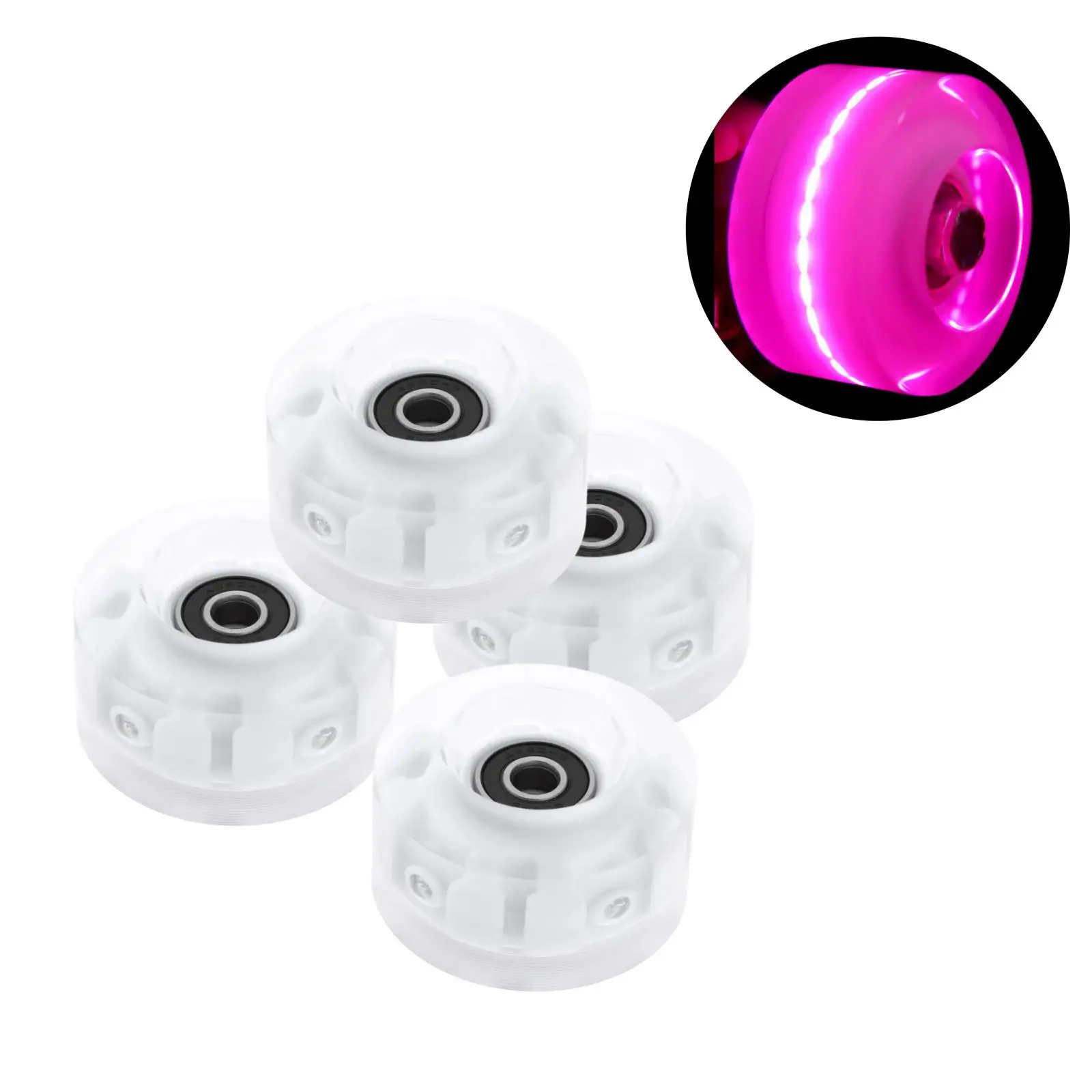 Set of 4, Luminous Light Up Quad Roller Skate Wheels with Bearings Installed -  Quad Roller Skate Wheels 32x58mm