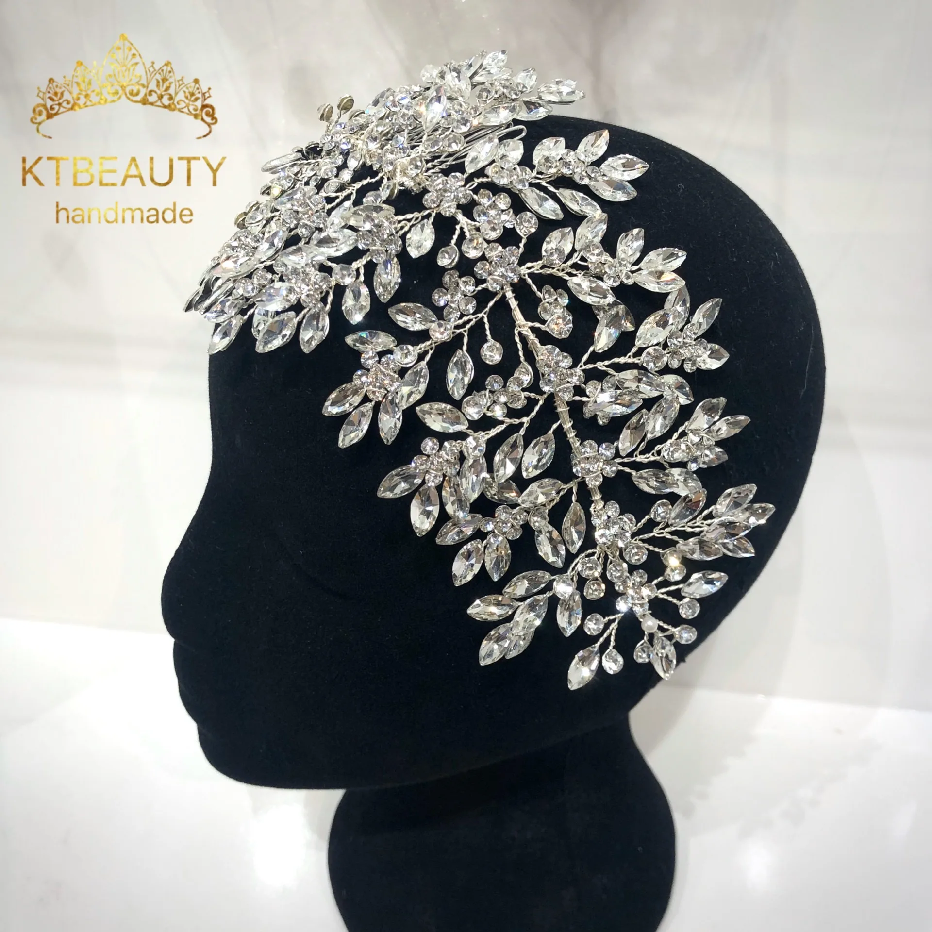 New Rhinestone Silver/Gold Custom Made Big Tiara Handmade Headpiece Royal Bridal Wedding Dressing Crown Accessory Women Jewelry