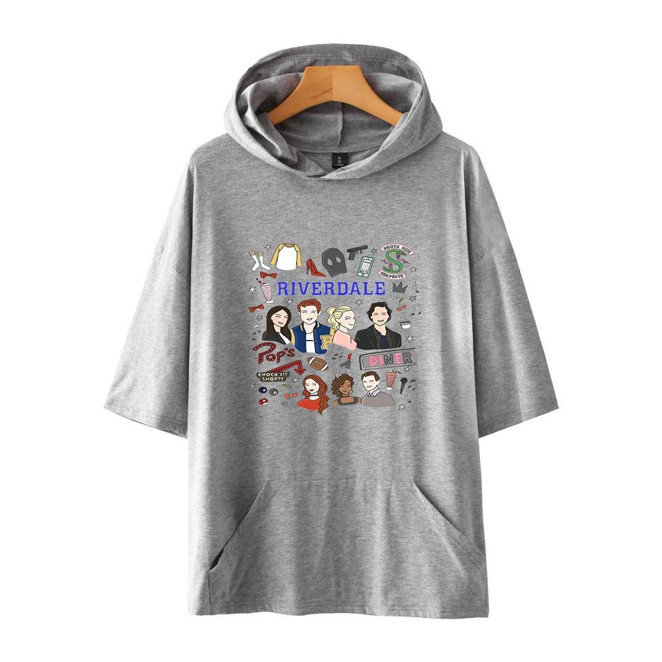 Men's T Shirt 2019 Summer River Valley Town Fashion Hooded Sling Short-Sleeve Tee Male T-Shirt Slim Male Tops Plus Size 4XL