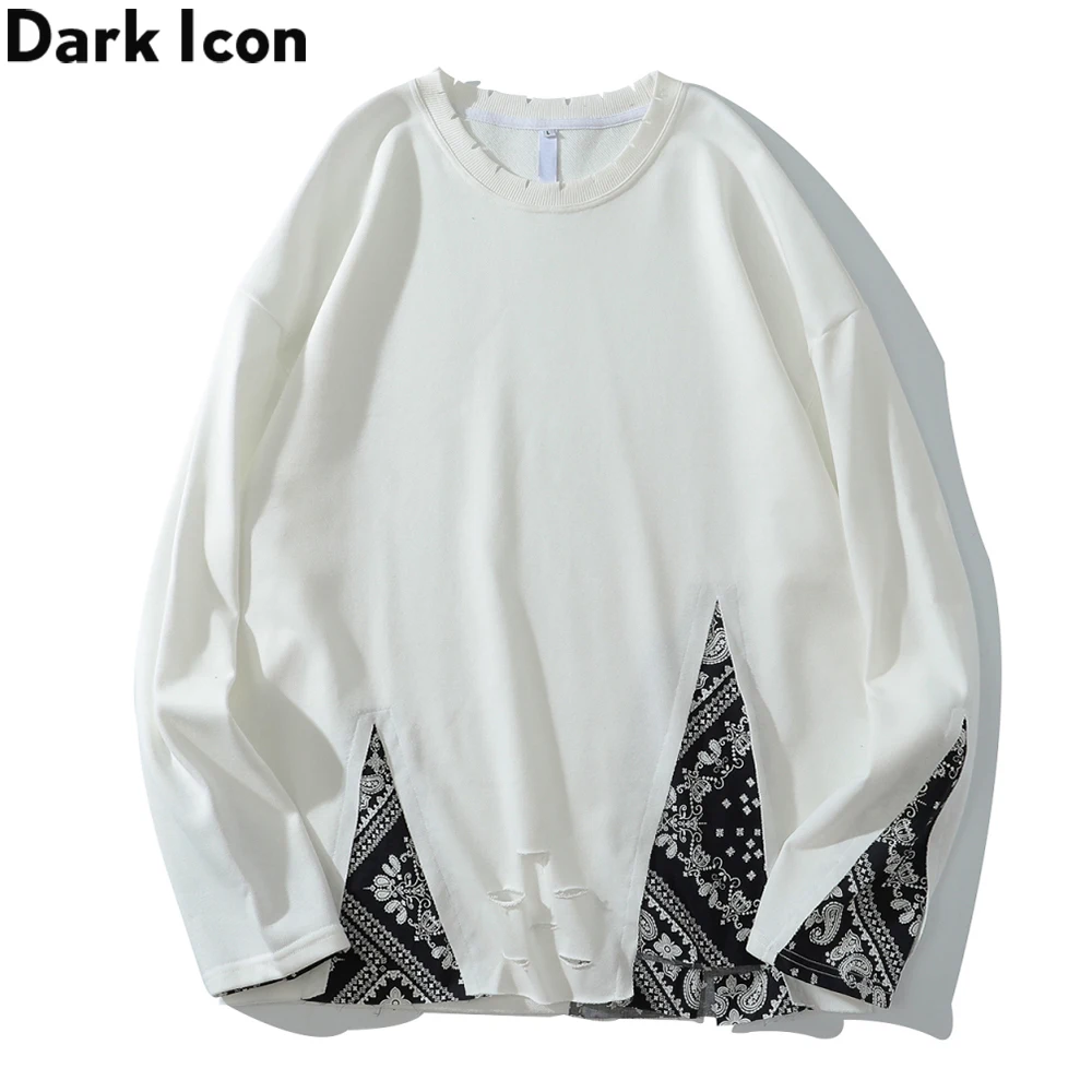 

Dark Icon Bandana Patchwork Street Fashion Men's T-shirt Long Sleeve Hipster Tshirts Men Streetwear Clothing