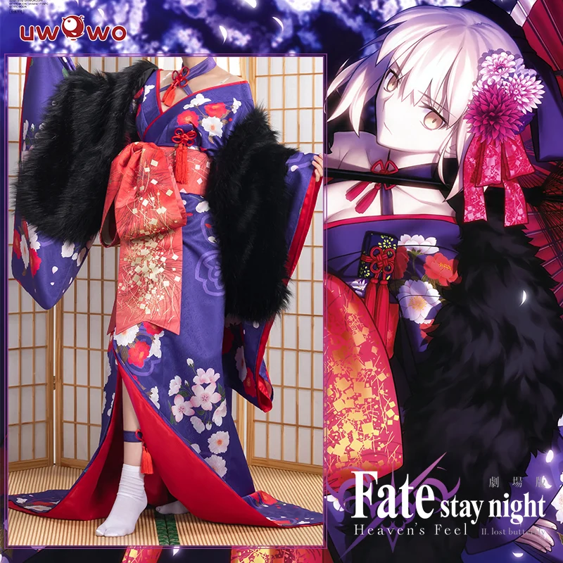 Uwowo Anime Fate Stay Night Heaven Feel Saber Alter/Arturia Pendragon Alter Cosplay Costume Donna Kimono Fate Grand Order/Fgo