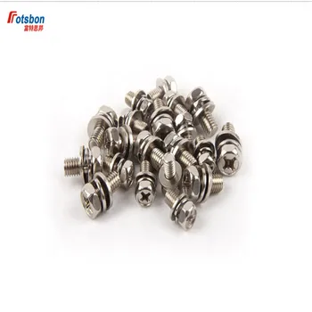 

M5 Screw Kit Screws Set Cross Recessed Hexagon Bolt With Indetation Single Coil Lock Washer And Plain Washer Assemblies GB/T9074