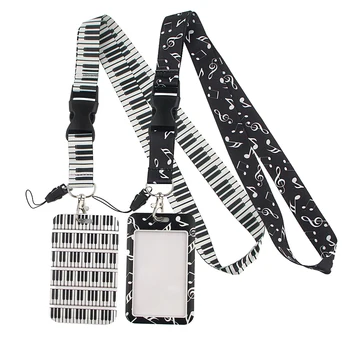 YL205 Musical Note Piano Print Keychain Ribbon Lanyards for Keys ID Card Badge Holder Straps Hanging Rope Lariat Kids Gifts 1