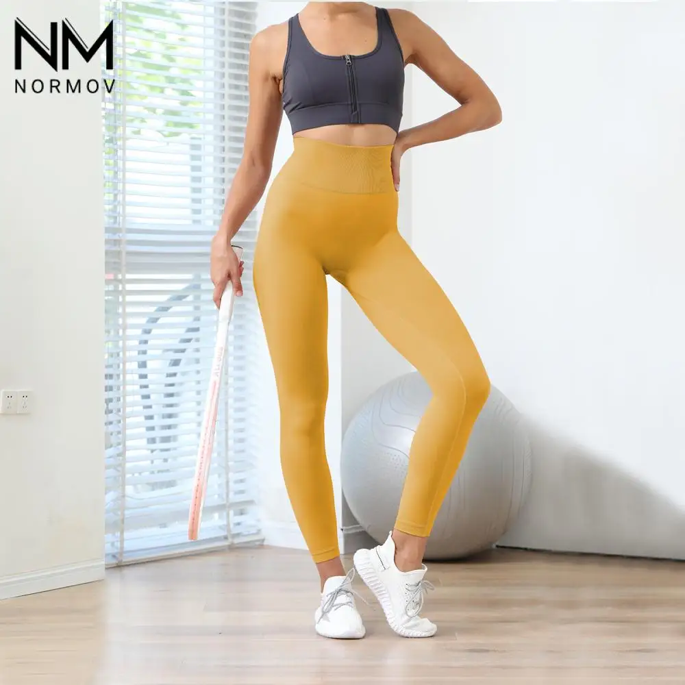 NORMOV Women Fashion Leggings High Waist Gym Clothing Elasticity Pants Workout Push Up Sexy Sports Fitness Leggings Women black leggings