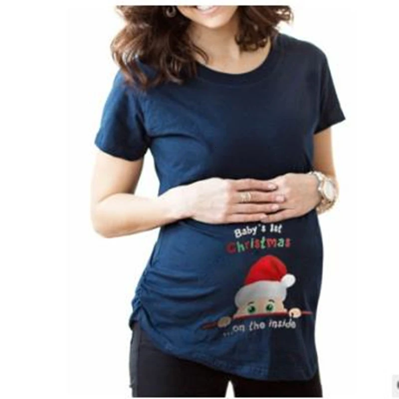 BAHEMAMI, блузка для беременных, футболка с коротким рукавом, летняя футболка с надписью, рождественское платье с принтом для беременных, Одежда для беременных, S-3XL
