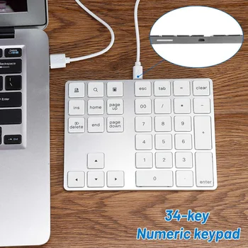 

34 Keys Wired Keyboard Aluminum Alloy USB Mini Digital Keyboard External Number pads For Apple Android Desktop Laptop PC