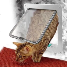 

Pet Door 4-Way Lockable Dog Cat Kitten Door Safety Flap Door ABS Plastic S/M/L Animal Small Pet Cat Dog Door Dropshipping