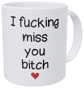 

I Miss You B Fiend, Heart, Girlfriends, Long Distance Frienship - 11 Ounces Gift Coffee Mug-Funny Inspirational And Motivational