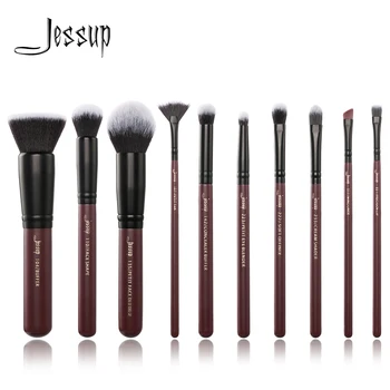 

Jessup brushes 10pcs/set Plum Makeup brushes Cosmetic tools Make up brush set blend foundation eyeshadow