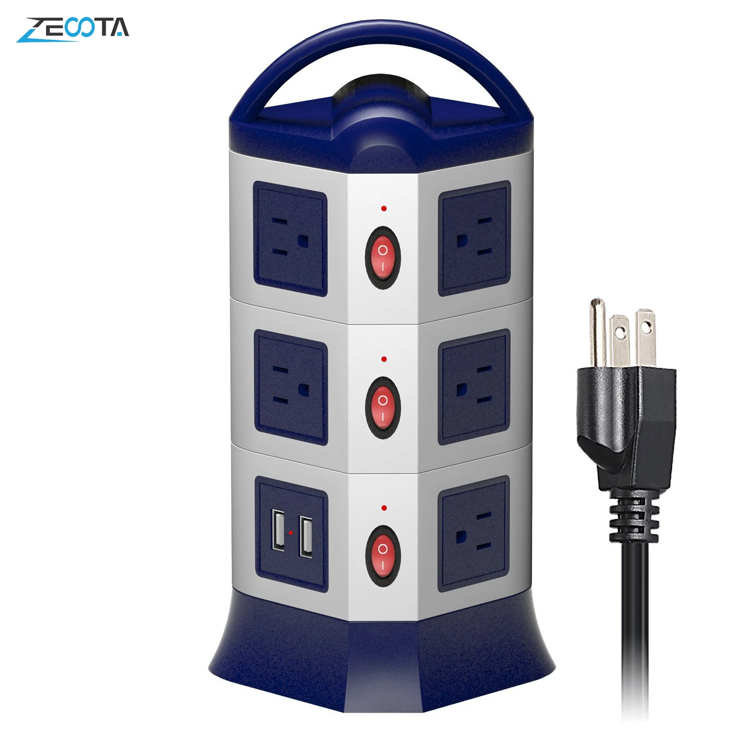 Вертикальный Мощность полос башни Стабилизатор напряжения USB удлинитель розетка