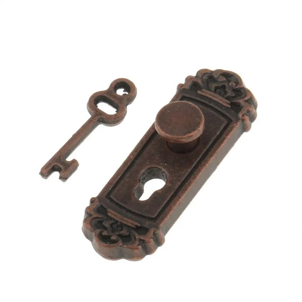 1:12 миниатюрная фурнитура для кукольного домика винтажная металлическая дверная ручка замок и набор ключей