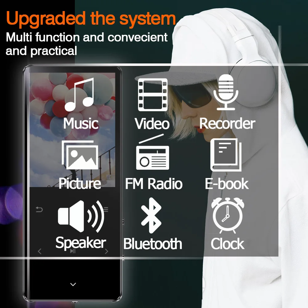 ICEICE MP3 плеер с Bluetooth hifi без потерь мини музыкальный fm радио спикер Наушники спорт MP