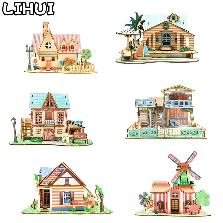 Деревянный 3D-пазл игрушки для детей Пазл сделай сам ручная сборка модель