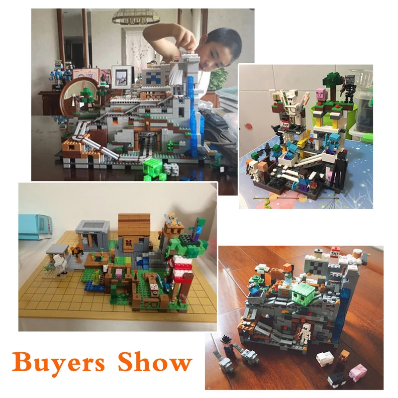 Mountain Cave Small Version Building Block With Action Figures Compatible MinecraftINGlys 21137 My World Bricks Set Gifts Toys Mountain Cave Small Version Building Block With Action Figures Compatible MinecraftINGlys 21137 My World Bricks Set Gifts Toys