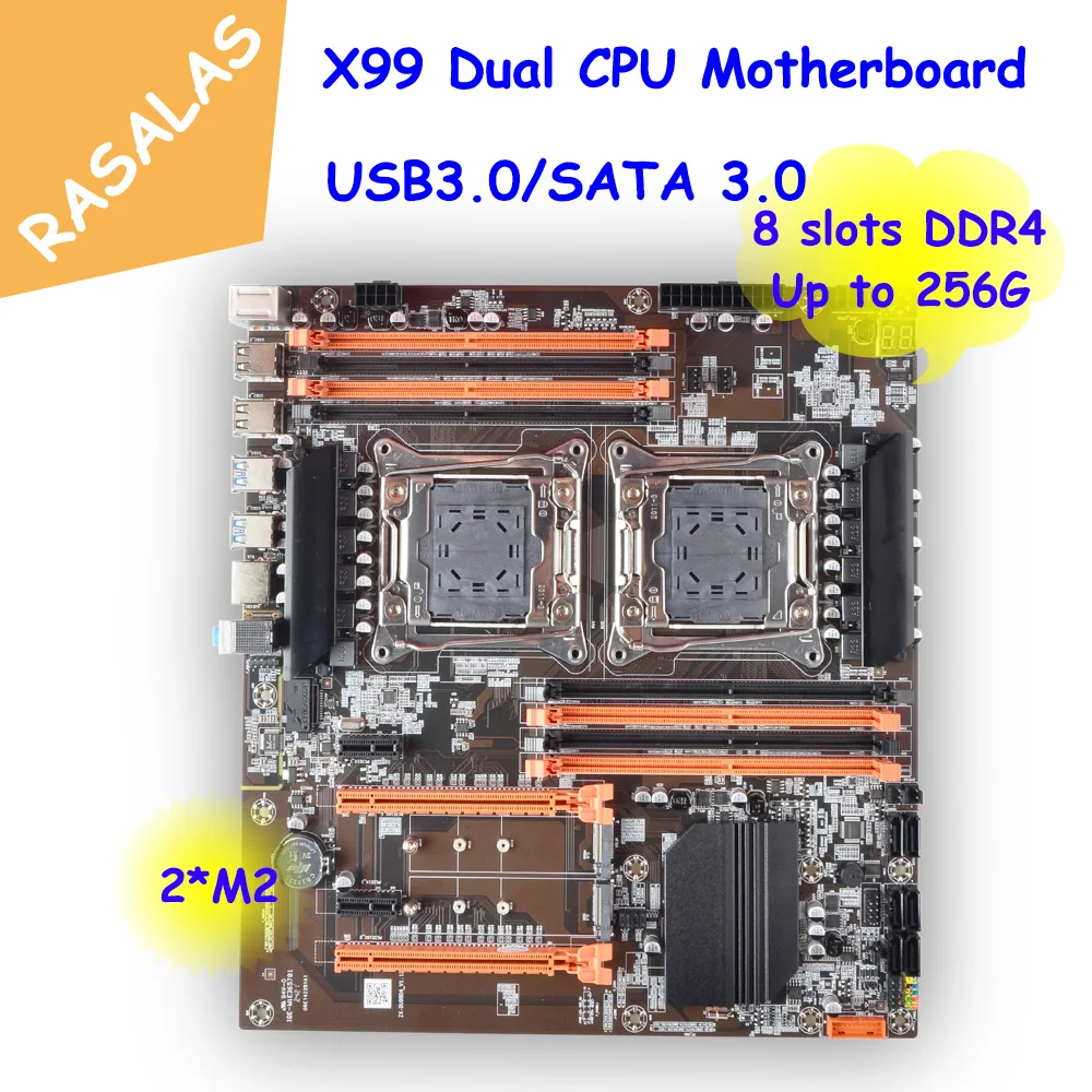 Материнская плата X99 с двумя процессорами LGA 2011 V3 USB3.0 SATA3.0 Xeon и слотами M.2 |