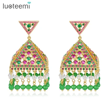 

LUOTEEMI New Design Indian Style Triangle Drop Earrings for Women Wedding Party Top Quality CZ Luxury Fashion Jewelry Brincos