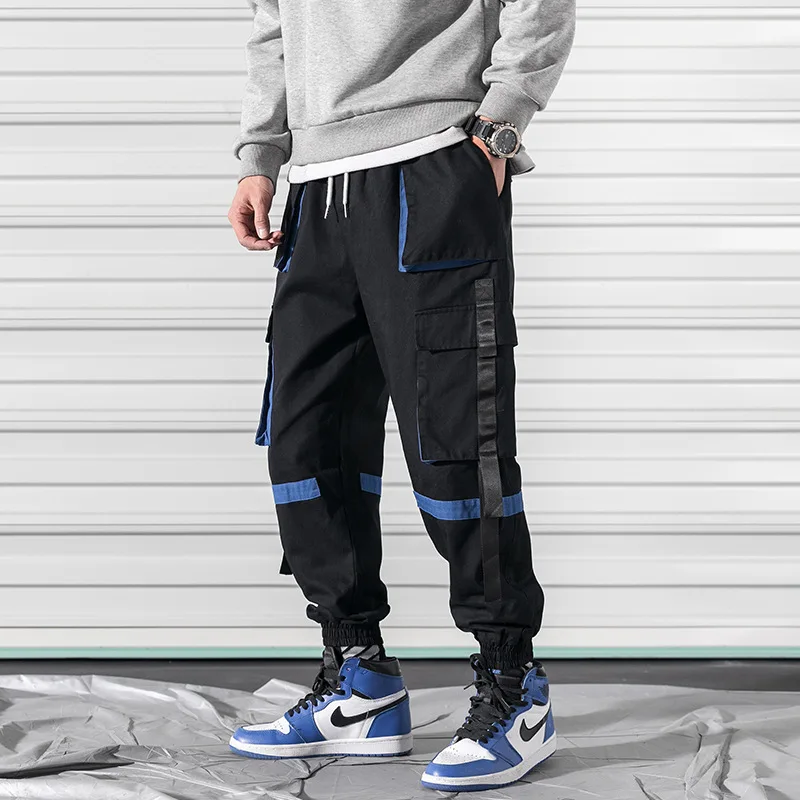 

2019 Autumn Large Size Japanese-style Rolling Door Contrast Color Workwear Capri Pants Trousers 1305