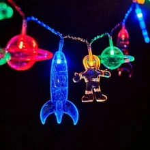

Astronauts Fairy String Lights LED Outer Space Astronaut Spaceship Rocket Pendants Holiday Party Garden Bedroom Wall Window Xmas